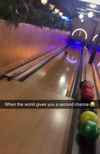 To roll a bowling ball FORWARDS