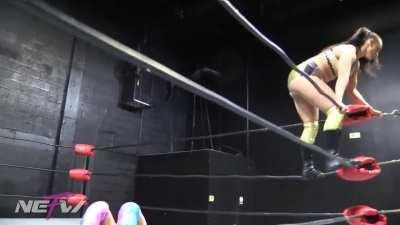 Kaci Lennox crotched on top rope