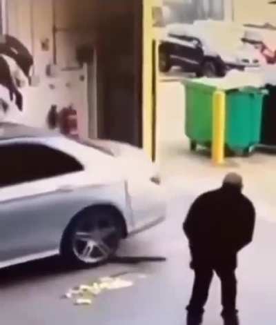 Security camera captures a double tap nut shot combo