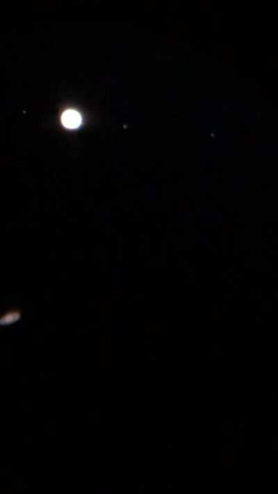 A few seconds of Jupiter and Saturn through my 10” reflector’s eyepiece