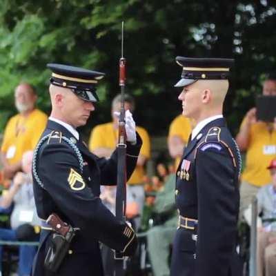 Guard Commander conducting a white-glove M-14 rifle inspection at Arlington National Cemetery