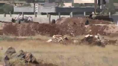 FSA anti-tank team successfully engages an SAA ZSU-23-4 Shilka, igniting ammunition - Hauran - 5/29/2013