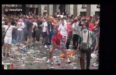 England fans trash the heck out of Leicester Square