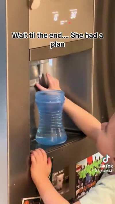 Girl had a creative solution to overfilling her cup