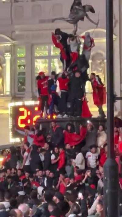 Moroccans celebrating their world cup result in Piccadilly Circus