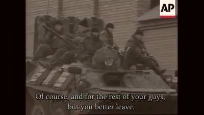 Footage from the battle for Grozny with chilling radio chatter between the 2 sides.