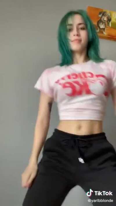 Green hair with a bit of booty