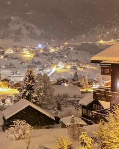 Snowy nights in Switzerland