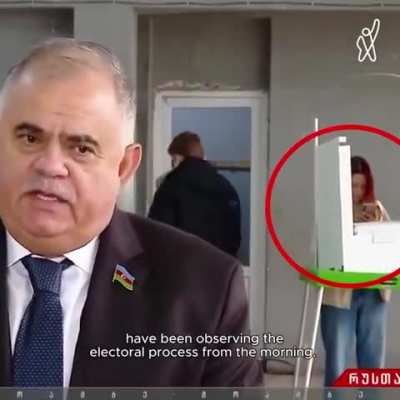 Arzu Nağıyev, leading the Azerbaijani parliament’s observer mission has claimed there are no violations in Georgia’s election, as a voter took a photo of their ballot behind him. Photographing inside a voting booth is prohibited.