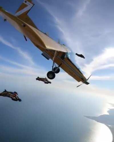 wing suit proximity flying with a diving plane