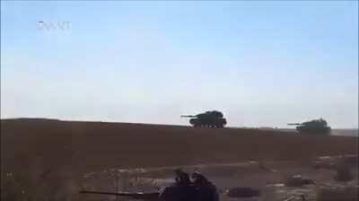 Turkish M60T tanks and ACV-15 ifv engaging isis positions during Operation Euphrates Shield 2016-2017