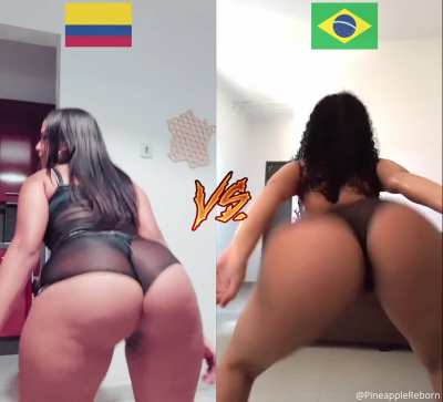 Colombia Vs. Brazil. Who wins your cum?