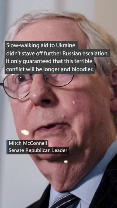 Slow assistance to Ukraine has not deterred the escalation but only prolonged the war. Senate Republican Leader Mitch McConnell made this statement during his speech at the Reagan Institute commemorating NATO's 75th anniversary.