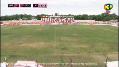 Argentine Third Division - Players run away from the pitch after hearing gunshots from the stands