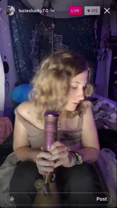 @lucieslucky 7.0 on ig. Titty Flash and bong hit at end.