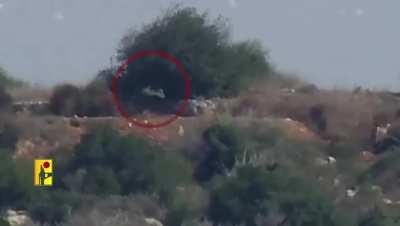 Hezbollah targeting IDF under a tree with a guided missile on the Lebanese borders (10-11-2023)