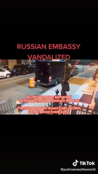 A video of the man who painted the Russian Embassy in NY with red paint