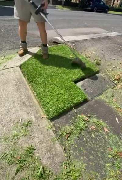 Perfectly whipper snipping this little lawn