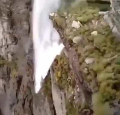 Waterfall unable to fall due to high winds