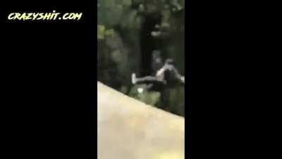 Guy thrown off bridge