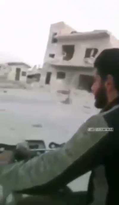 2 militants riding on a motorcycle crushed by an ATGM in Syria.