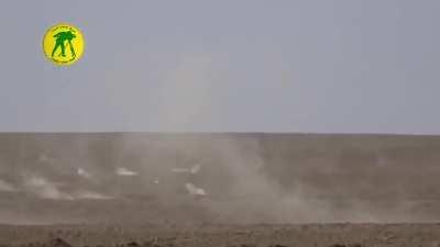 Iraqi PMU forces use grenades to deal with an IS rush that got caught in an anti-vehicle ditch - W. Mosul - 2017