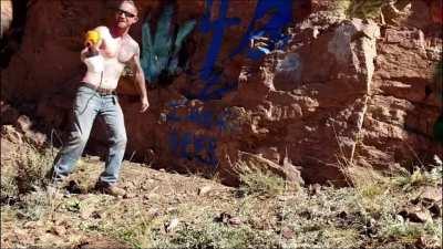 Need to make this man internet famous. His company goes around cleaning off graffiti on rocks and natural formations in my home state of Colorado.