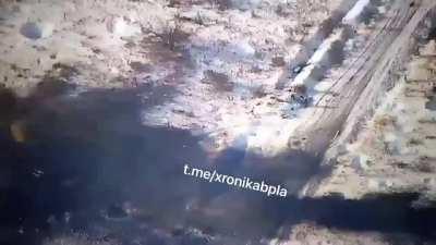 Ukrainian underground fortification is spotted by drone and receives 2 accurate FAB-500 strikes. A couple of survivors are seen retreating. Date &amp;amp; location unknown.  