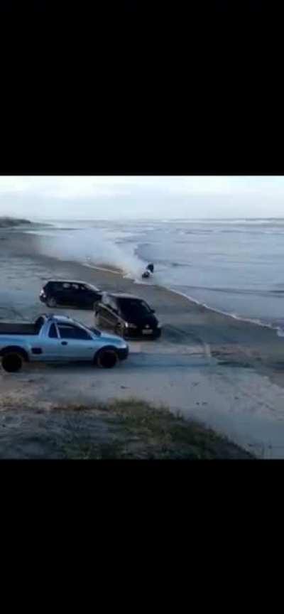 Drag racing on the beach