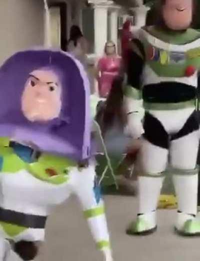 Okay, so we’ve got a buzz lightyear pinata and a buzz lightyear actor... kid’ll love this