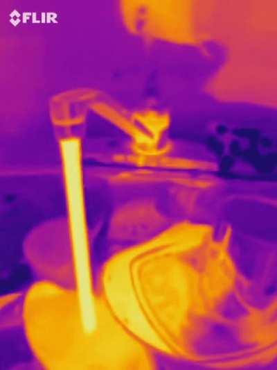 Hot and Cold Tap water as seen through a thermal camera.