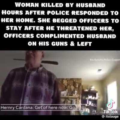 Police officers in New Mexico leave an elderly woman to be murdered by her caretaker and husband after he threatens her life in front of them.