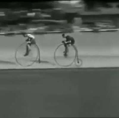 6 ft Bicycle competition back in 19 05 no brakes no helmets