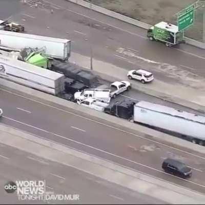 Aerial footage of crash in Fort worth Texas