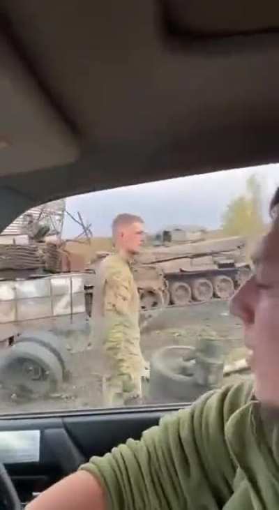 Ukrainians evacuating captured Russian equipment