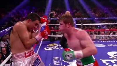 Canelo puts down Josesito Lopez with an insane combo