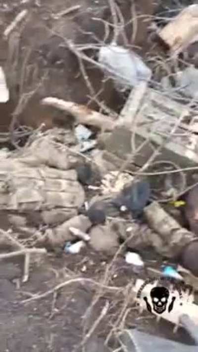 A group of dead Ukrainian soldiers after a battle, allegedly near Bakhmut.