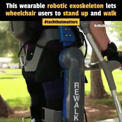 Wearable robotic exoskeleton enables wheelchair users to stand upright and walk!