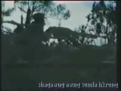 1990s footage of Kachin Independence Army soldiers shelling a Sit-Tat outpost and capturing guns.