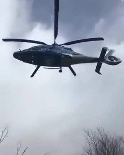 When the rotation speed of the helicopter propeller matches the number of images per second (fps speed) of the camera.