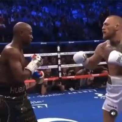 Conor McGregor hitting floyd Mayweather with a brutal jab