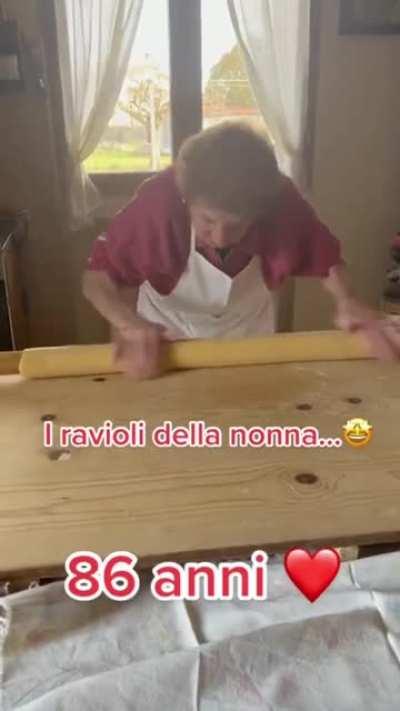 This woman making homemade ravioli’s.