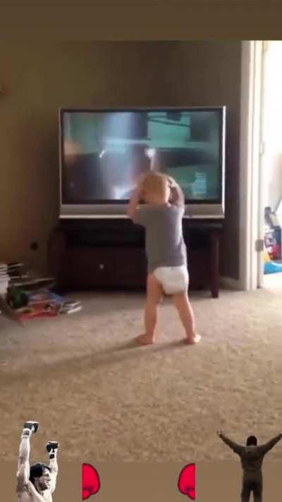 This toddler has the eye of the tiger