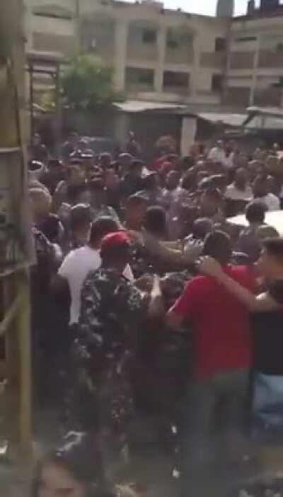 Police attacking protesters in Jounieh today.