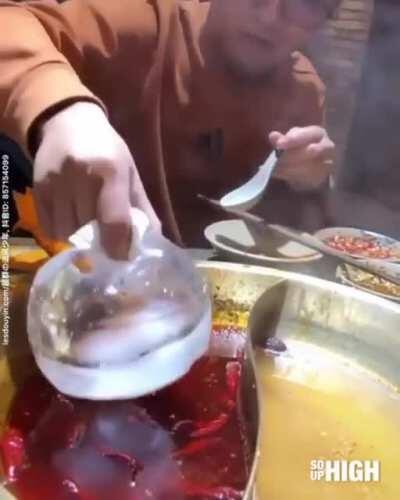 Removing oil with ice