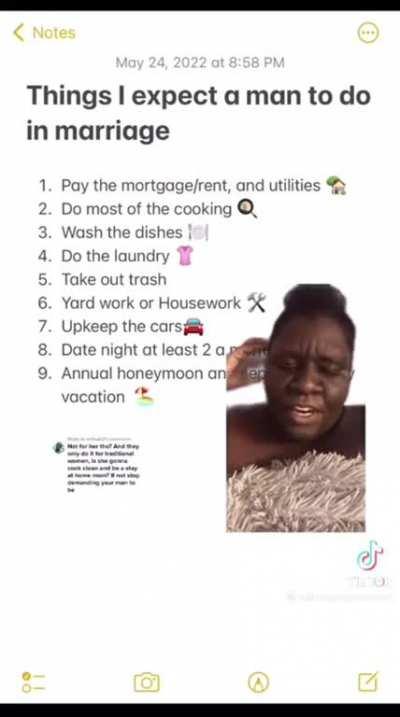 Woman makes a list of what she wants in a marriage that screams entitlement and delusion 🚩