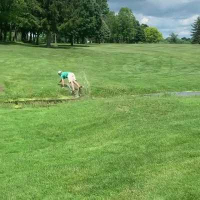 My friend trying to jump a steam to get his ball