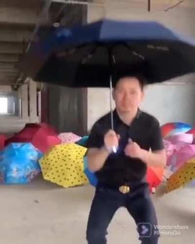 This guy made straightforward ad for his umbrella