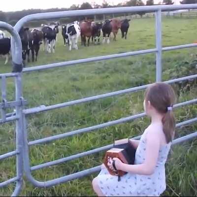 A girl playing music...