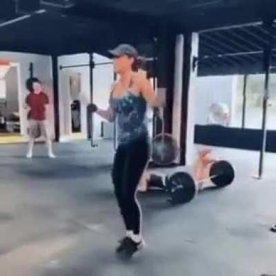 WCGW attempting to jump over weight bar